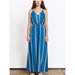 ACE & JIG Sz M Medium Dunes Dress Majorelle Blue Yellow Stripe Maxi Dress NWT